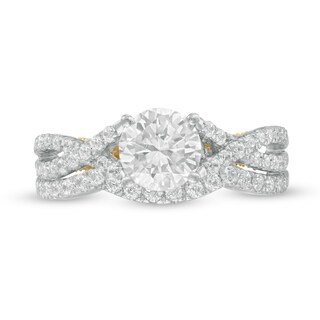 1.69 CT. T.W. Diamond Criss-Cross Split Shank Bridal Set in 10K Two-Tone Gold