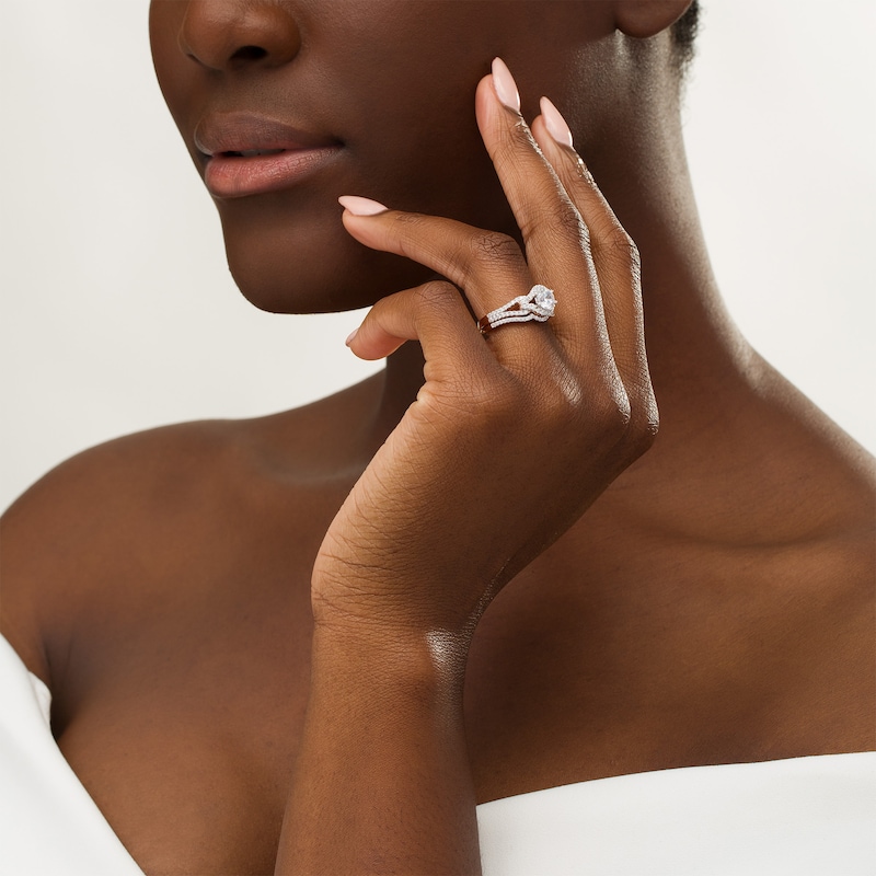 1.23 CT. T.W. Diamond Frame Loop Bridal Set in 10K Rose Gold|Peoples Jewellers
