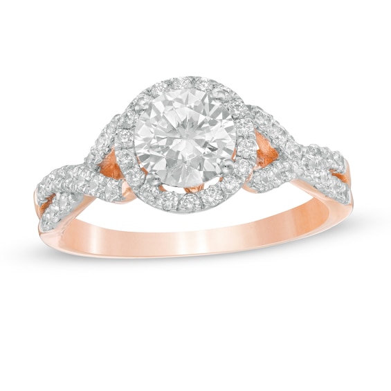 1.45 CT. T.W. Diamond Frame Twist Shank Engagement Ring in 10K Rose Gold