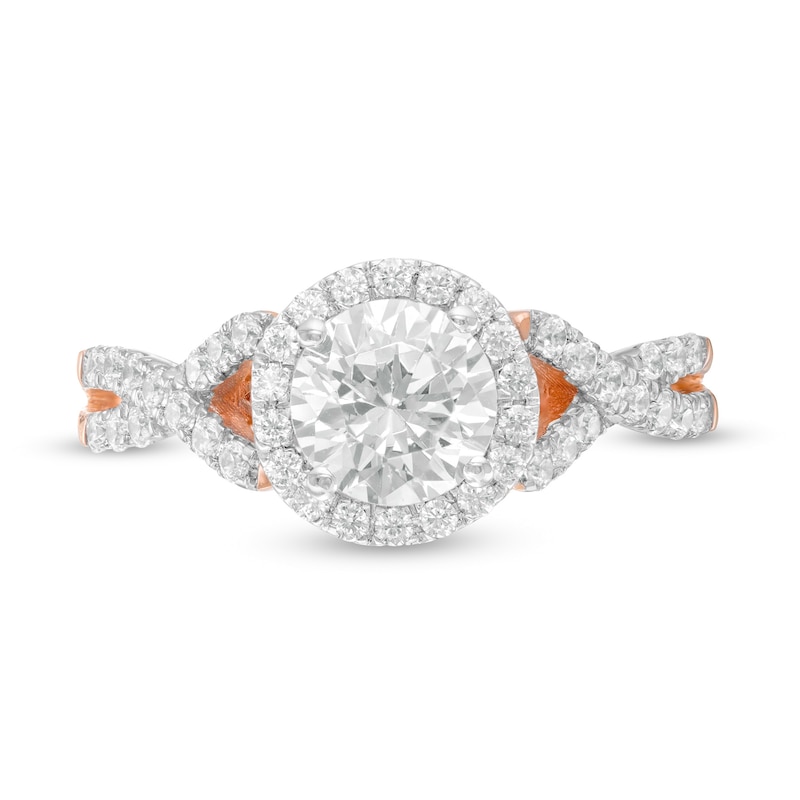 1.45 CT. T.W. Diamond Frame Twist Shank Engagement Ring in 10K Rose Gold|Peoples Jewellers