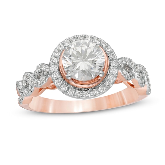 1.37 CT. T.W. Diamond Frame Twist Shank Engagement Ring in 10K Rose Gold