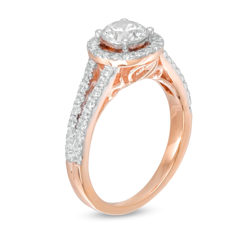 1.29 CT. T.W. Diamond Frame Split Shank Engagement Ring in 10K Rose Gold|Peoples Jewellers