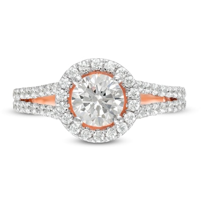 1.29 CT. T.W. Diamond Frame Split Shank Engagement Ring in 10K Rose Gold