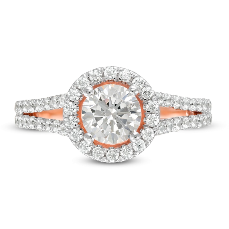 1.29 CT. T.W. Diamond Frame Split Shank Engagement Ring in 10K Rose Gold|Peoples Jewellers