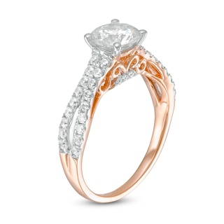 1.45 CT. T.W. Diamond Curvy Split Shank Engagement Ring in 10K Rose Gold