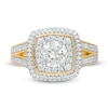 1.29 CT. T.W. Diamond Cushion Frame Split Shank Vintage-Style Engagement Ring in 10K Gold