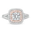 Thumbnail Image 3 of 1.45 CT. T.W. Diamond Double Cushion Frame Split Shank Engagement Ring in 10K Two-Tone Gold