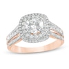 1.29 CT. T.W. Diamond Double Cushion Frame Engagement Ring in 10K Rose Gold