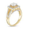 1.45 CT. T.W. Diamond Cushion Frame Split Shank Vintage-Style Engagement Ring in 10K Gold