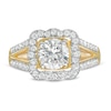 1.45 CT. T.W. Diamond Cushion Frame Split Shank Vintage-Style Engagement Ring in 10K Gold