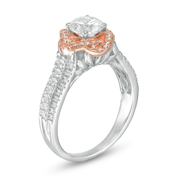 1.23 CT. T.W. Diamond Swirl Frame Engagement Ring in 10K Two-Tone Gold