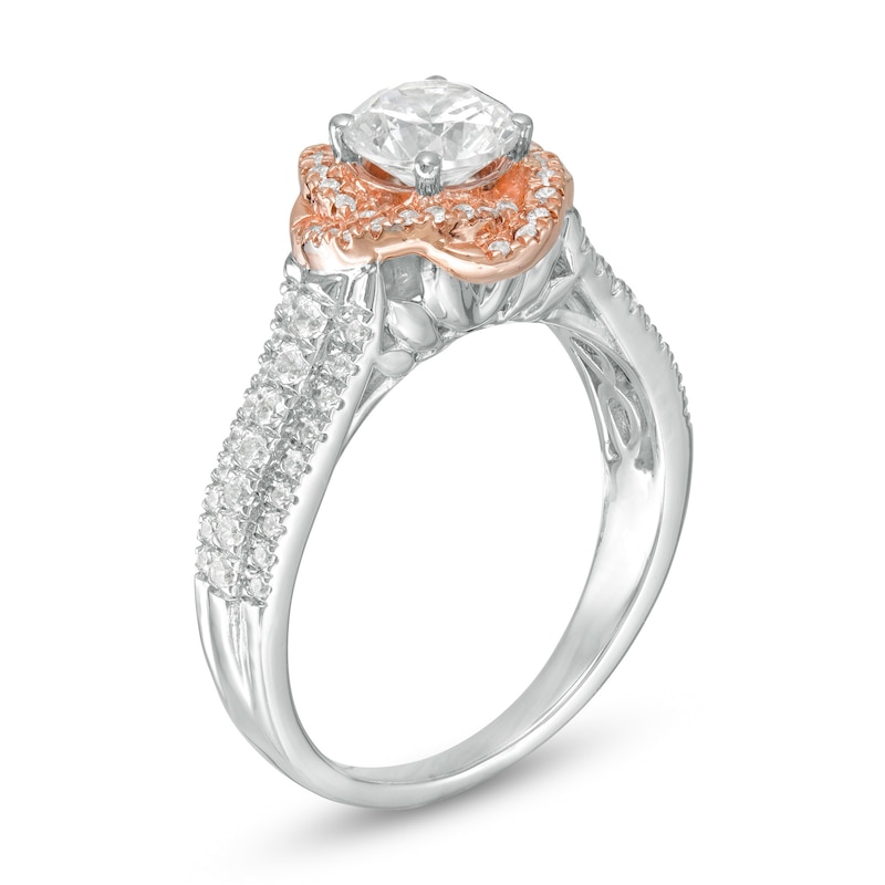 1.23 CT. T.W. Diamond Swirl Frame Engagement Ring in 10K Two-Tone Gold|Peoples Jewellers