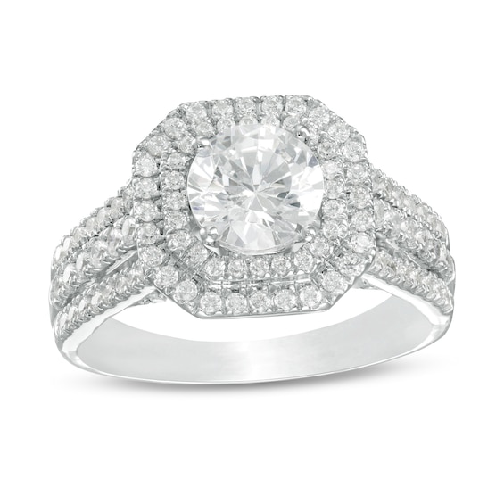 1.69 CT. T.W. Diamond Double Octagon Frame Engagement Ring in 10K White Gold