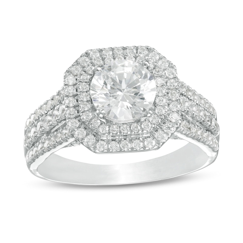 Main Image 1 of 1.69 CT. T.W. Diamond Double Octagon Frame Engagement Ring in 10K White Gold