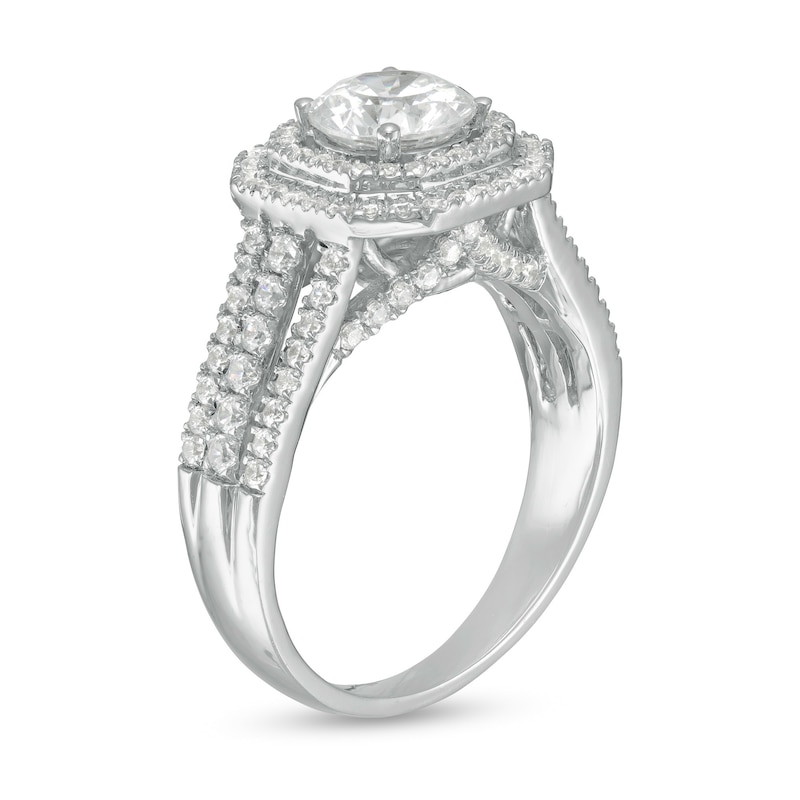 Main Image 3 of 1.69 CT. T.W. Diamond Double Octagon Frame Engagement Ring in 10K White Gold