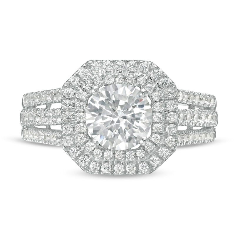 Main Image 4 of 1.69 CT. T.W. Diamond Double Octagon Frame Engagement Ring in 10K White Gold