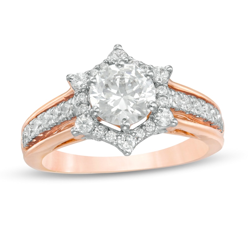 1.58 CT. T.W. Diamond Hexagon Frame Engagement Ring in 10K Rose Gold|Peoples Jewellers