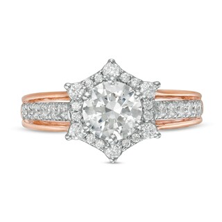 1.58 CT. T.W. Diamond Hexagon Frame Engagement Ring in 10K Rose Gold