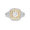 1.29 CT. T.W. Diamond Scallop and Cushion Double Frame Split Shank Engagement Ring in 10K Two-Tone Gold