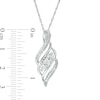 Diamond Accent Three Stone Bypass Flame Pendant in Sterling Silver