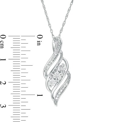 Diamond Accent Three Stone Bypass Flame Pendant in Sterling Silver