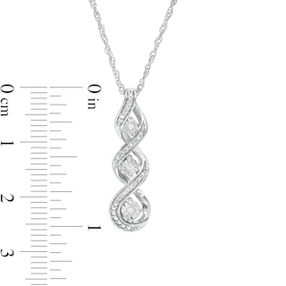 Diamond Accent Linear Three Stone Cascading Infinity Pendant in Sterling Silver