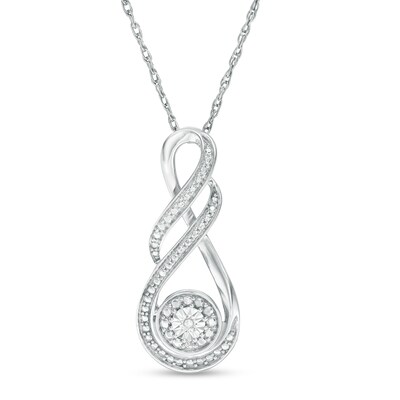 Diamond Accent Infinity Flame Pendant in Sterling Silver