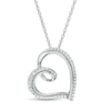 Diamond Accent Tilted Curly Heart Pendant in Sterling Silver