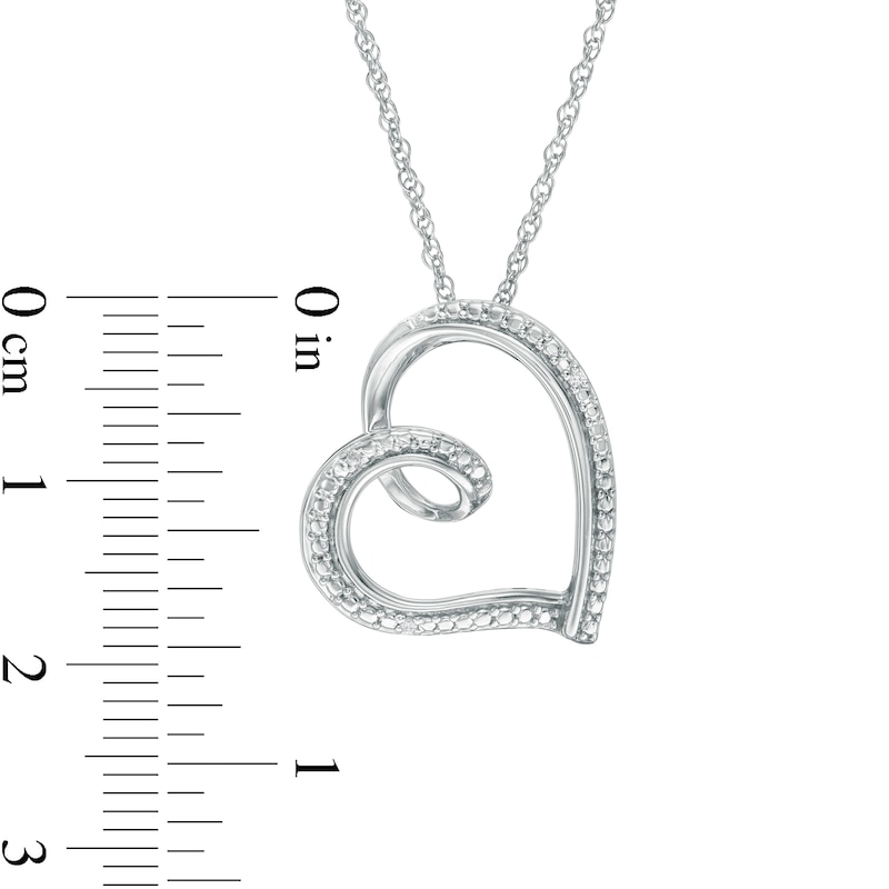 Diamond Accent Tilted Curly Heart Pendant in Sterling Silver