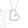 Diamond Accent Tilted Ribbon Heart Pendant in Sterling Silver