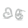 Thumbnail Image 0 of Diamond Accent Tilted Ribbon Heart Stud Earrings in Sterling Silver