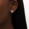 Diamond Accent Linear Double Heart Stud Earrings in Sterling Silver