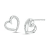 Diamond Accent Tilted Heart Stud Earrings in Sterling Silver