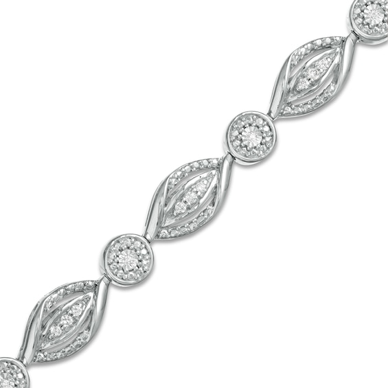 0.25 CT. T.W. Composite Diamond Alternating Flames Bracelet in Sterling Silver - 7.5"