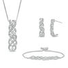 Thumbnail Image 0 of 0.30 CT. T.W. Diamond Cascading Braid Three Piece Set in Sterling Silver