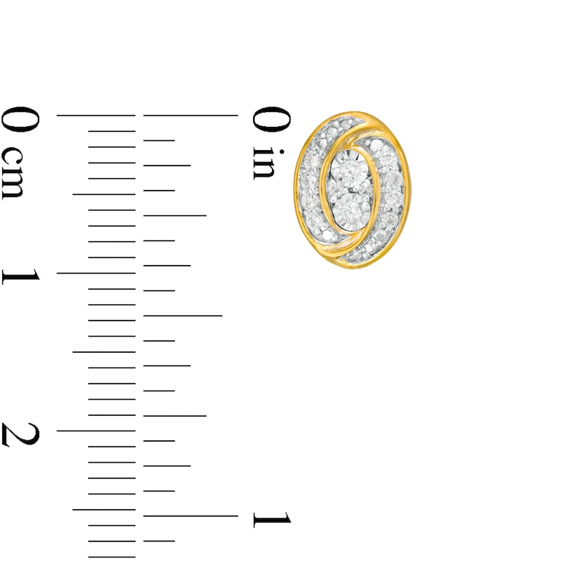 Main Image 3 of 0.145 CT. T.W. Composite Diamond Oval Swirl Frame Stud Earrings in 10K Gold