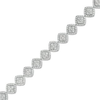 5.00 CT. T.W. Composite Diamond Tilted Cushion Frame Link Bracelet in 10K White Gold - 7.5"