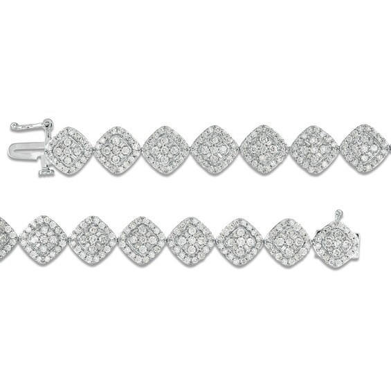 5.00 CT. T.W. Composite Diamond Tilted Cushion Frame Link Bracelet in 10K White Gold - 7.5"