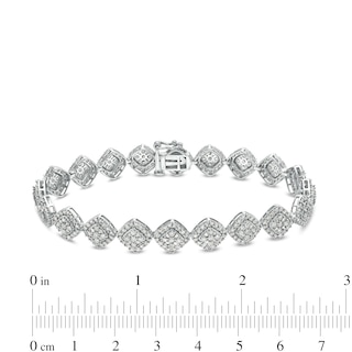 5.00 CT. T.W. Composite Diamond Tilted Cushion Frame Link Bracelet in 10K White Gold - 7.5"