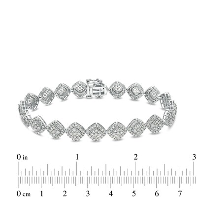 5.00 CT. T.W. Composite Diamond Tilted Cushion Frame Link Bracelet in 10K White Gold - 7.5"