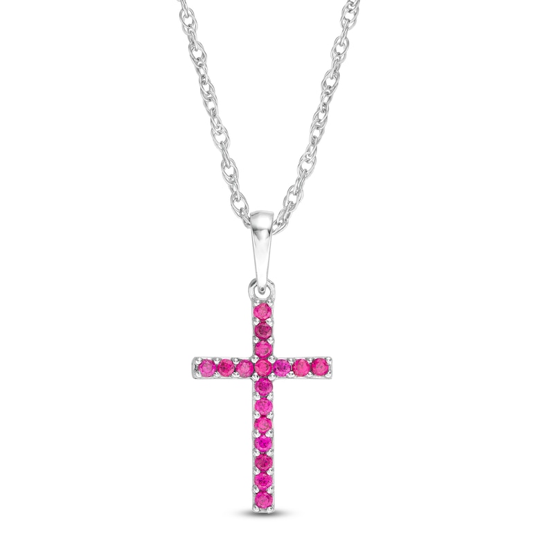 Ruby Cross Pendant in 10K White Gold|Peoples Jewellers