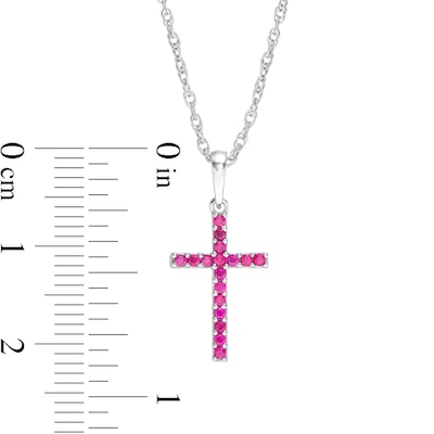 Ruby Cross Pendant in 10K White Gold