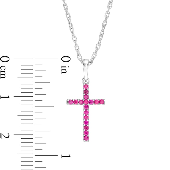 Ruby Cross Pendant in 10K White Gold