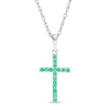 Emerald Cross Pendant in 10K White Gold