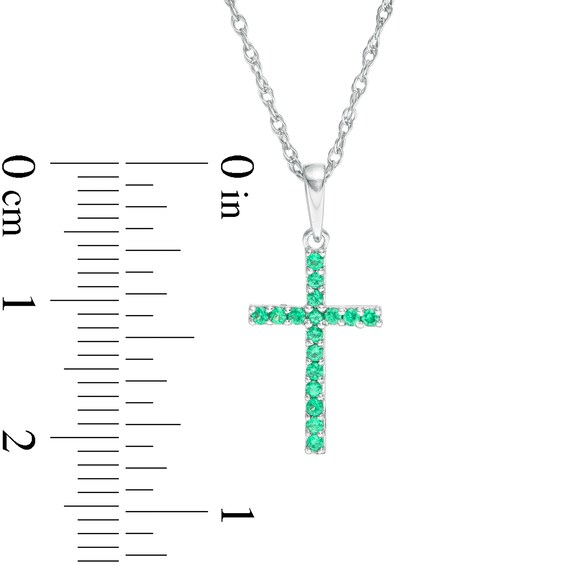 Emerald Cross Pendant in 10K White Gold