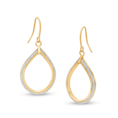 Glitter Enamel Teardrop Earrings in 14K Gold