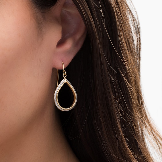 Glitter Enamel Teardrop Earrings in 14K Gold