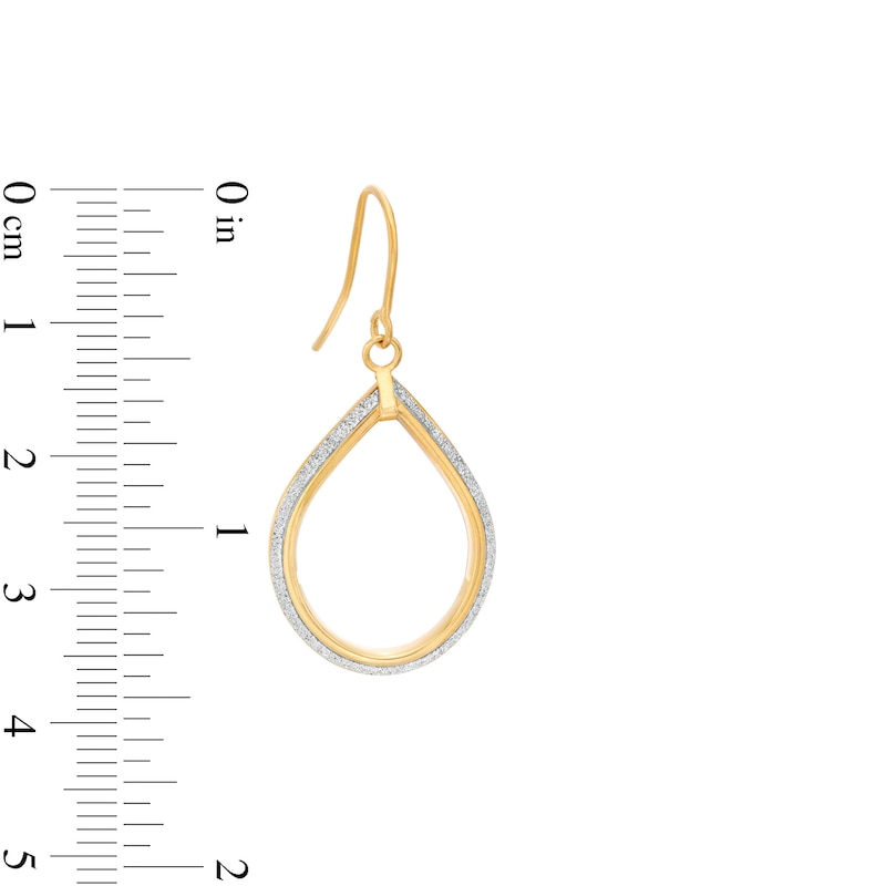 Italian Gold Glitter Enamel Teardrop Earrings in 14K Gold