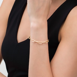 5.5mm Oval Link Chain Bracelet in Hollow 10K Gold - 8"