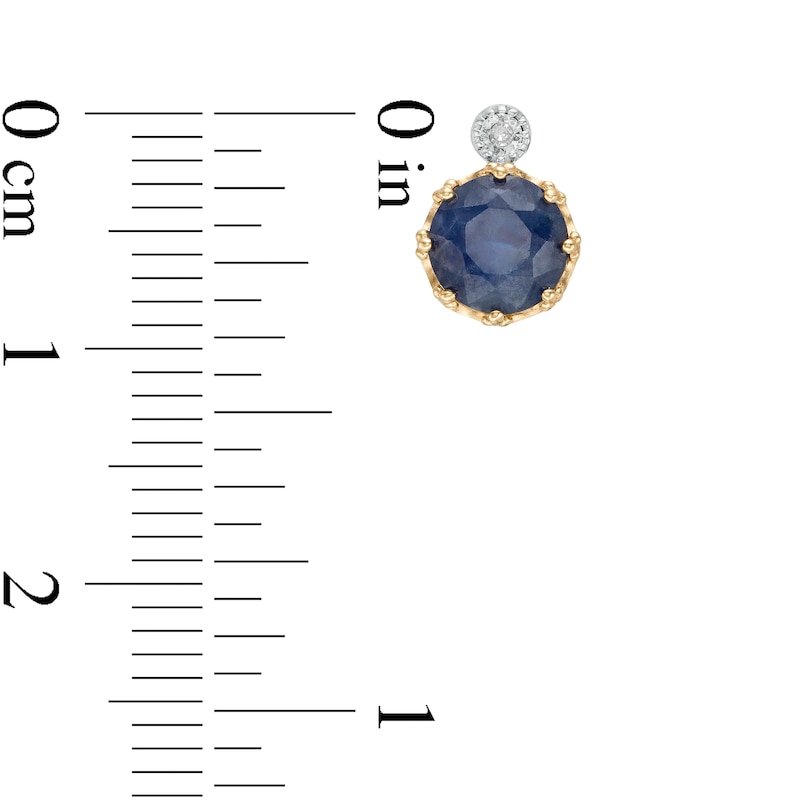 6.0mm Blue Sapphire and Diamond Accent Stud Earrings in 10K Gold